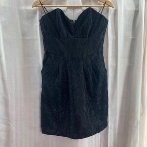 GUESS Black Lace‎ Sweetheart Strapless Cocktail Party Dress Pockets Size S